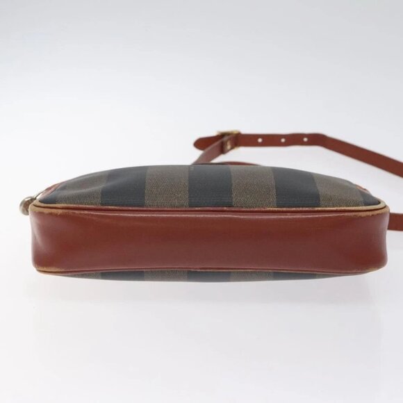 FENDI Pecan Canvas Shoulder Bag Brown Black Auth - Picture 9 of 16